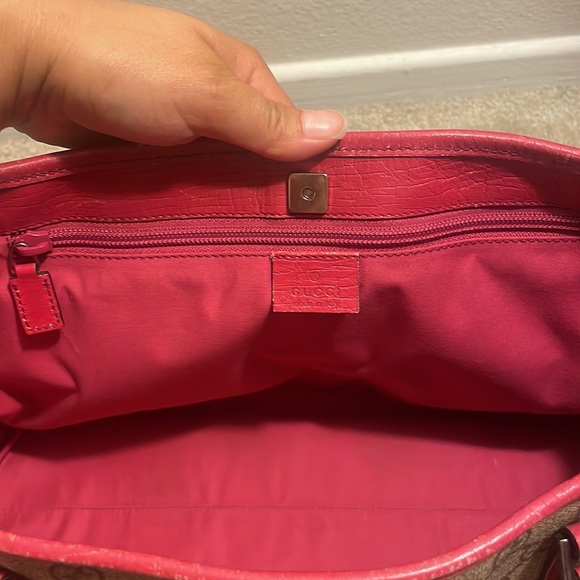 Hot Pink Gucci Coated Canvas Tote Purse Shoulder Bag - Picture 14 of 16